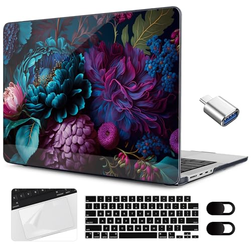 MEEgoodo Compatible with MacBook Pro 14 inch Case (M5/M4/M3/M2/M1) Pro/Max 2026 2025 2024 2023 2021, Case Fit Model A3427/A3426/A3434/A3112/A3401/A3185/A2918/A2992/A2779/A2442,Beautiful Fantasy Flower - color: Beautiful Fantasy Flower