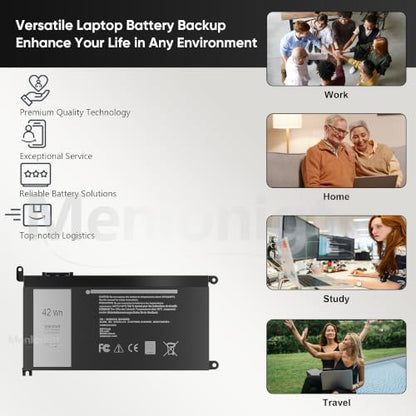 42wh WDXOR Laptop Battery for Dell Inspiron 13 15 5000 7000 Series 15 5565 5567 5568 5578 5579 7560 7570 13 7368 7378 5378 17 5765 5767 5770 P58F P66F, Latitude 3189 3390 & more WDXOR P69G 3CRH3 - size: 8 x 4.5 x 0.25 inches WDX0R BATTERY