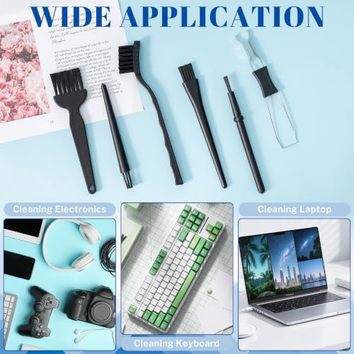 SIMPOR 6 Pcs Anti Static Brush Set with Keycap Puller, PC Computer Electronics Keyboard Cleaning Kit, Nylon Keyboard Cleaning Brush Cleaner for Mechanical Keyboard, PCB, Camera, Car Vents