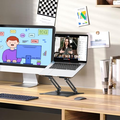 Adjustable Laptop Stand for Desk, 10-15.6“ Laptop Riser, Black | Sturdy Aluminum Foldable stand, Heat-Dissipation Design, Ergonomic Holder Fits MacBook/Dell/HP/Lenovo for Home/Office. - color: A-Black