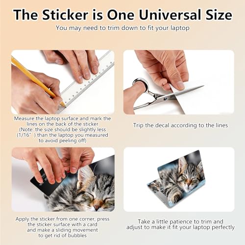 Laptop Skin Sticker Decal 15.6 Inch,12 13 13.3 14 15 15.6 in Laptop Netbook Skins for Notebook,Art Decal Removable Waterproof Scratch Resistant,Universal Vinyl Cover,Cute Sleep Cat - color: Cute Sleep Cat
