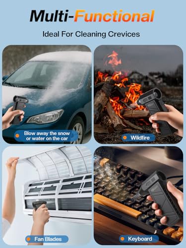 Electric Air Duster, 130,000RPM Compressed Air Duster Rechargeable with 4-Speed Settings, Mini Turbo Jet Fan Blower Portable USB-C for Keyboards PC Electronics Cars (Black)