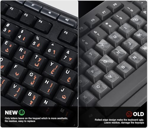 2PCS Arabic Keyboard Sticker Letter - Keyboard Letters Replacement Stickers, Borderless Characters Alphabet for Laptop Computer PC Desktop Keyboard, Peel-Off Film, Leave Letters, Orange - size: Arabic-Orange