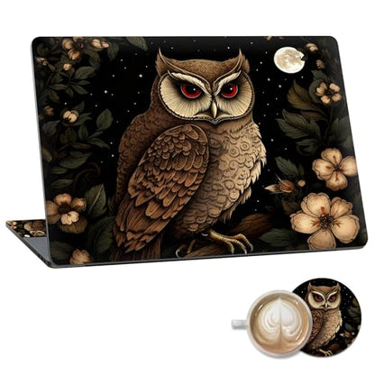 Laptop Skin Sticker Decal 15.6 Inch,12 13 13.3 14 15 15.6 in Laptop Netbook Skins for Notebook,Art Decal Removable Waterproof Scratch Resistant,Universal Vinyl Cover,Cute Owl Floral - color: Cute Owl Floral