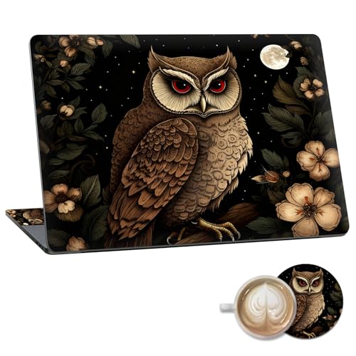 Laptop Skin Sticker Decal 15.6 Inch,12 13 13.3 14 15 15.6 in Laptop Netbook Skins for Notebook,Art Decal Removable Waterproof Scratch Resistant,Universal Vinyl Cover,Cute Owl Floral - color: Cute Owl Floral