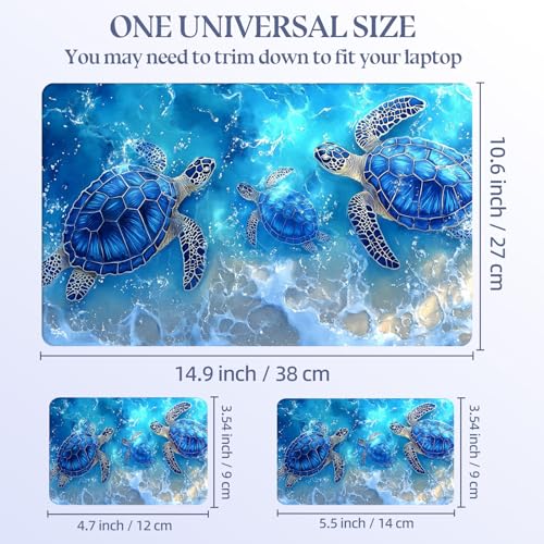 Universal Laptop Skin Sticker Decal,15.6 Inch Laptop Vinyl Cover for 13" 14" 15.6" Laptop,Scratch-Resistant Waterproof Protector Wrap,Reusable with Wrist Pads,Blue Ocean Turtles - color: Blue Ocean Turtles