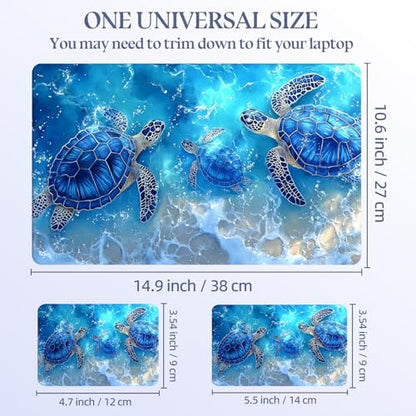 Universal Laptop Skin Sticker Decal,15.6 Inch Laptop Vinyl Cover for 13" 14" 15.6" Laptop,Scratch-Resistant Waterproof Protector Wrap,Reusable with Wrist Pads,Blue Ocean Turtles - color: Blue Ocean Turtles