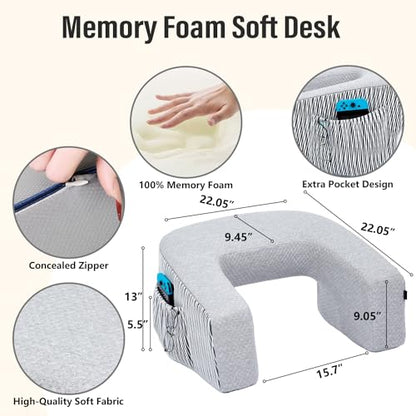 Reading Pillow for Lap, Extra Large Arm Rest Pillow for Adult, Memory Foam Lap Desk Pillow for Reading, Working, Crocheting, Playing Steam Deck Switch or Sitting in Bed Couch(Ash Grey) - size: Reading Pillow - Large