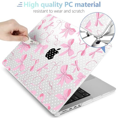 MEEgoodo Case for MacBook Pro 16 inch 2026 2024 2023 2021,Laptop Shell Compatible with M5 M4 M3 M2 M1 Pro/Max Chip,Fit Model A3429/A3428/A3403/A3186/A2991/A2780/A2485,White Polka Dots&Cute Bows - color: White Polka Dots&Cute Bows