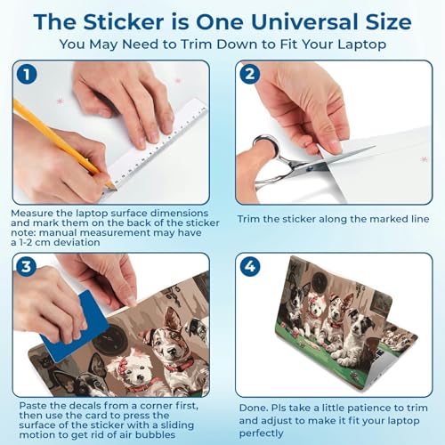 Reusable Universal Laptop Skin Sticker, Cut to Fit for 11.6–15.6 Inch Laptops, Waterproof Protective Film, No-Residue - Dogs Party - color: Dogs Party