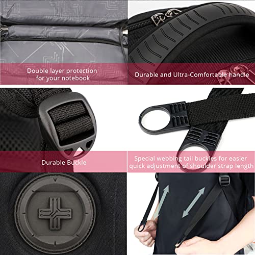 Swissdigital Design TSA Laptop Backpack Men's USB Charging Port Large Capacity Business Travel Backpack Black| With Apple Find My Network Black/Red | J16BTFB-41 - color: Black/Red With Sdd Finder