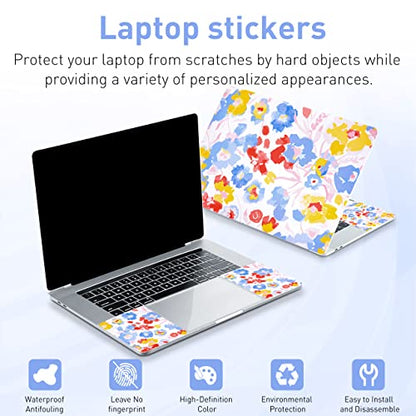 12.1 13 13.3 14 15.4 15.6 Inch Laptop Skin Decal, Laptop Skins Stickers Decals for Notebook PC, Universal Reusable Vinyl Laptop Cover Sticker, Waterproof Art Protector I Yellow Blue Red Flowers - color: Yellow Blue Red Flowers