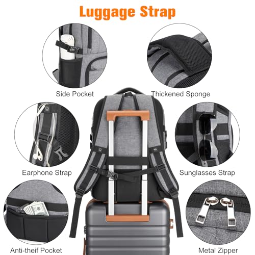Insulated Lunch Backpack Fit 17" Laptop with Cooler Compartment | 2 In 1 Work Backpack with Lunch Box, Lunch Compartment, Water-Resistant, Lightweight, College Couputer Bag, Men & Women - color: Gray