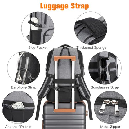 Insulated Lunch Backpack Fit 17" Laptop with Cooler Compartment | 2 In 1 Work Backpack with Lunch Box, Lunch Compartment, Water-Resistant, Lightweight, College Couputer Bag, Men & Women - color: Gray