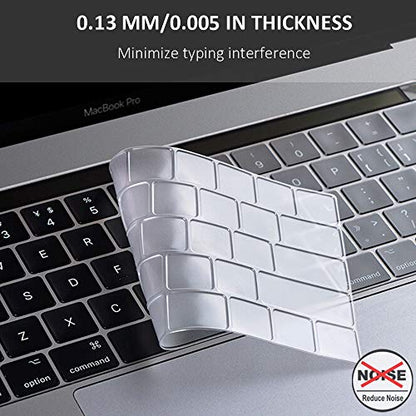 ProElife Keyboard Cover for MacBook Pro with Touch Bar 13/15 Inch A2159 | Clear, Ultra-Thin (0.13 mm), TPU Protective Skin, Dust-proof, Precision Molded, Quiet Typing, Washable & Reusable - color: Clear