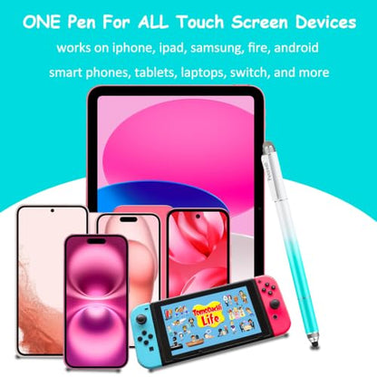 Penyeah Capacitive Stylus Pen 4-in-1, Rubber+Mesh+Disc+Ballpoint-Dream Blue | Grab & Use, Universal Stylus Pen for iPad/iPhone/Android Phone & Tablets/Samsung/Fire/Nintendo Switch & More Device - color: gradient blue