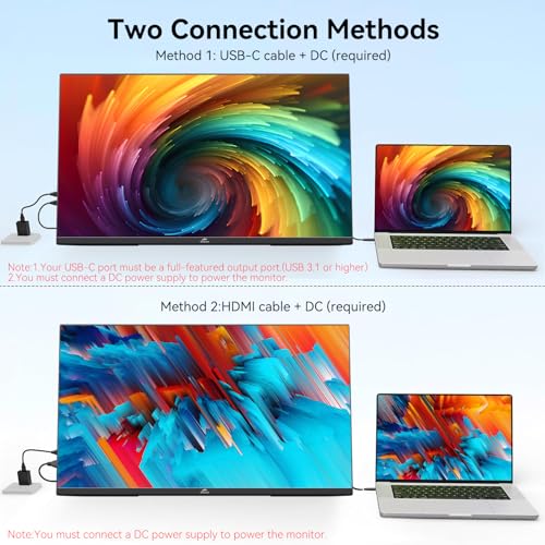 Kenowa 21.5" Large Portable Monitor FHD 1080P IPS 75Hz Frameless USB C HDMI Portable Gaming Monitor, Built in Speakers Stand Travel Second Monitor for Laptop Phone PC Xbox