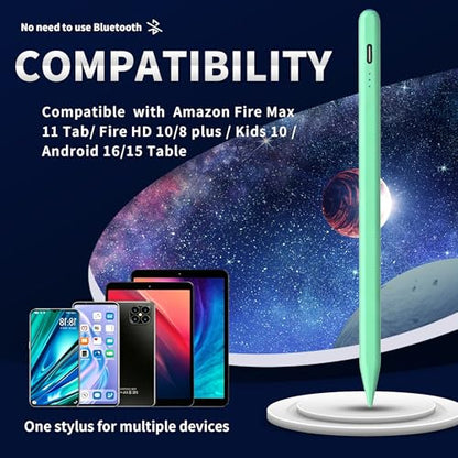 Stylus Pen Android for AMZ Tablet HD 10/Max 11 Compatible with Samsung/Lenovo,Accurate， Push-Button Switch On/Off,Long Battery Life+2Tips(NW Green) - color: NW Green