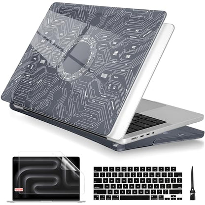 Batianda Case for New MacBook Pro 16 Inch 2026 M5 2024 2023 2021 Release with M4 M3 M2 M1 Pro/Max Chip - Ultra Slim 1.2mm Glossy Hard Shell Protective Skin Keyboard Cover 4-in-1 Bundle, Circuit Board - color: Circuit Board