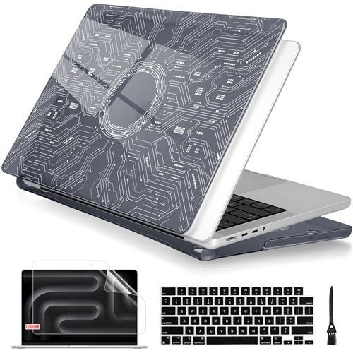 Batianda Case for New MacBook Pro 16 Inch 2026 M5 2024 2023 2021 Release with M4 M3 M2 M1 Pro/Max Chip - Ultra Slim 1.2mm Glossy Hard Shell Protective Skin Keyboard Cover 4-in-1 Bundle, Circuit Board - color: Circuit Board