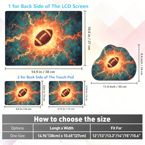 Laptop Skin Sticker Decal 15-15.6 Inch with Cute Mouse Pad, Universal Reusable Vinyl Sticker for 12.1 13 13.3 14 15.4 Inch Netbook and Notebook PC, Fiery Football - color: Fiery Football