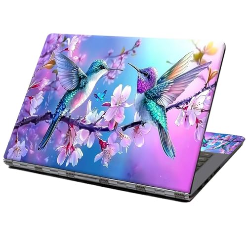 Laptop Skin Sticker Decal 12" 13" 13.3" 14" 15" 15.6",Waterproof Scratch Resistant Vinyl,Reusable Easy to Apply,for MacBook HP Dell Notebooks Netbooks Laptop,2 Wrist Pads,Flower Hummingbird - color: Flower Hummingbird