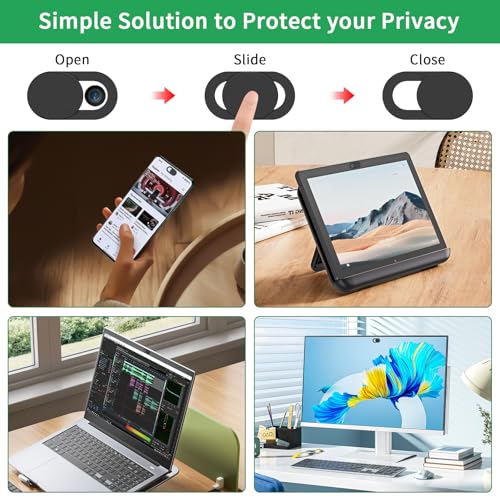 Webcam Cover Slide, 10 Pack Ultra Thin Web Camera Cover Slide for MacBook, iPad, iPhone, Laptop, Desktop, PC, Protect Your Privacy Security - color: Black (10 Pcs)