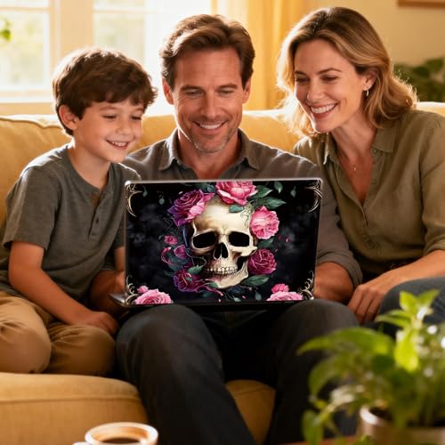 Universal Laptop Skin Sticker Decal for 11.6”12" 13" 13.3" 14" 15" 15.4" 15.6" Reusable Waterproof Scratch-Scratch Resistant Protective Vinyl Laptop Notebook Skin Stickers - Pink Rose Flower Skull - color: Pink Rose Flower Skull