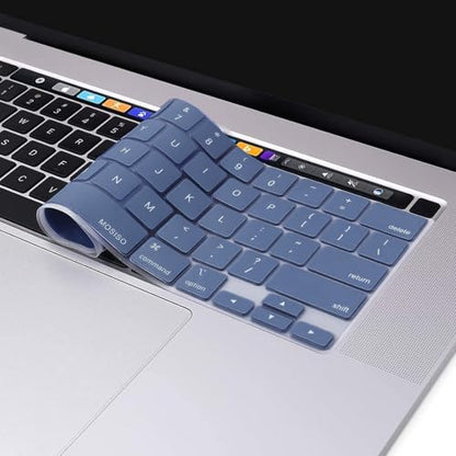 MOSISO Keyboard Cover Compatible with MacBook Pro 13 inch M2 2023, 2022, 2021 2020 M1 A2338 A2289 A2251&Compatible with MacBook Pro 16 2020 2019 A2141 Touch ID,Protective Silicone Skin, Steel Blue - color: Steel Blue