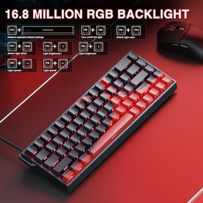 AULA WIN68 HE MAX - Hall Effect Gaming Keyboard with Magnetic Switch, Adjustable Actuation Fast Trigger Mode, 8KHz Polling Rate, RGB Backlit Wired Mechanical Gaming Keyboard 60 Percent Compact Design - color: Black&Red-Max Version