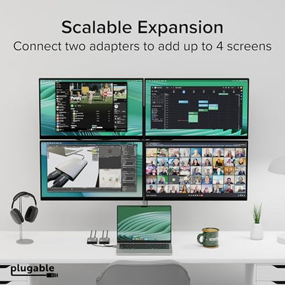 Plugable USB C to HDMI Adapter, Dual Monitor 4K 60Hz for Apple Mac M1/M2/M3/M4/M5/Neo, DisplayLink Multiple Displays for Thunderbolt MacBook or iMac, Driver Required (USBC-6950M)