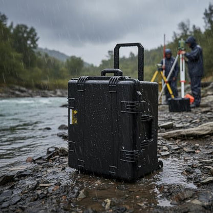 MEIJIA Premium Waterproof Rolling Hard Camera Case,Hard Protective Case with customizable fit foam and wheels,Full Protection with Light&Convenient Design,Elegant Black (24.8"X23.7"X13.17") - size: 24.8"X23.7"X13.17"