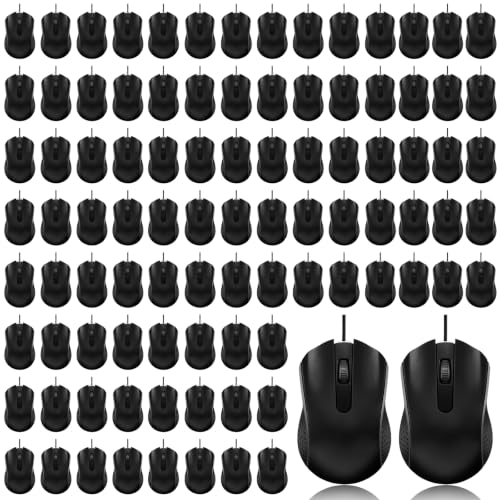 Wired Computer Mice 100 Pack Mini USB Silent Mouse Bulk, Ergonomic 3 Button Plug and Play Mice for Students Office School Home Remote Work PC