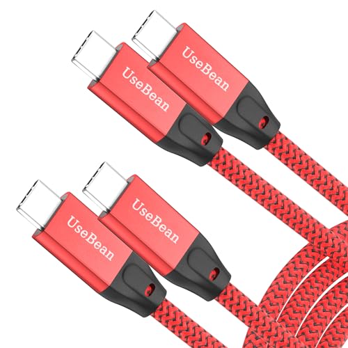 UseBean USB C to USB C Cable 100W 15FT 2Pack, USB C 3.2 Gen 2X2 20Gbps Data Cable 4K Video, Type-C PD Fast Charging Cord, for MacBook Pro, iPad mini 6/ Pro, Galaxy S24+/S24 Ultra/S23, Switch - color: Red, size: 15FT(2PACK)