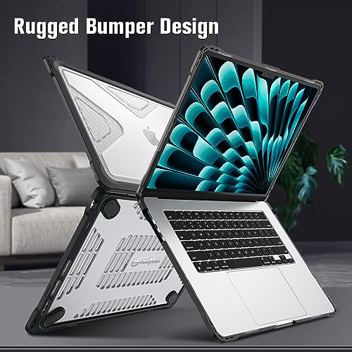 Fintie Rugged Case for MacBook Air 15 Inch, Clear | A3448 A3241 A3114 A2941, 2023 2024 2025 2026, M2 M3 M4 M5, TPU Bumper, Heavy Duty Hard Shell Cover - color: Clear