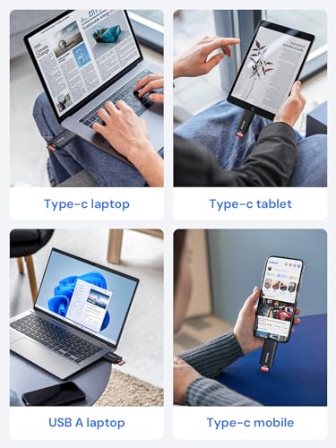 SD Card Reader, Dockteck USB 3.0 Card Reader to Micro SD Card Adapter, 5G SD Memory Card Reader, USB A - C Adapter, Dual-Slot Card Reader for UHS-I SD/Micro SD/SDHC/SDXC/MMC, Support OTG for Plug&Play