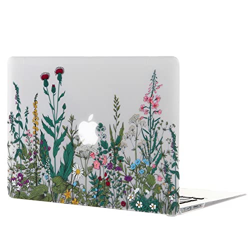 Case for MacBook Air 13 inch A1466 A1369 2010-2017 Release, 5 in 1 Matte Clear Hard Shell&Keyboard Cover&Screen Protector&Webcam Cover Compatible with Older Version Air 13.3 - Garden Flowers - color: Z Midnight Green