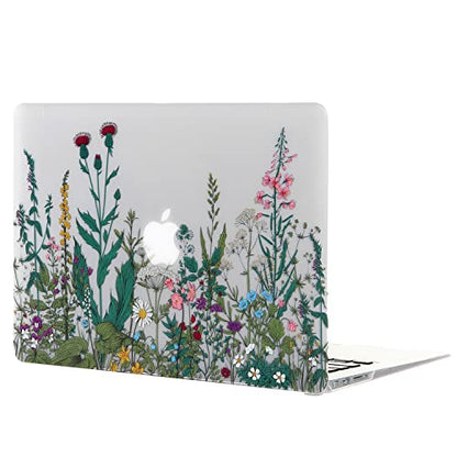 Case for MacBook Air 13 inch A1466 A1369 2010-2017 Release, 5 in 1 Matte Clear Hard Shell&Keyboard Cover&Screen Protector&Webcam Cover Compatible with Older Version Air 13.3 - Garden Flowers - color: Z Midnight Green