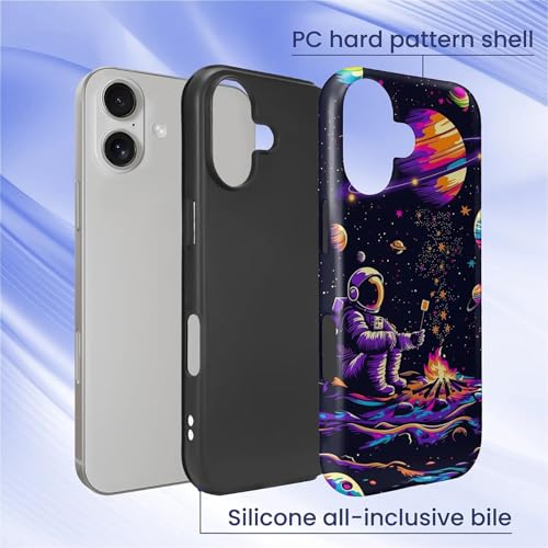 CARLOCA Case for iPhone 17,Astronaut Barbecue Design Hybrid Dual Protection Soft TPU Hard PC Shockproof Anti Scratch Men & Women Stylish Protective Phone Case - color: Astronaut Barbecue, size: iPhone 17