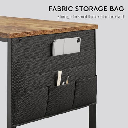 Ｍａｉｈａｉｌ Maihail Small Desk with Drawers, 40 inch Computer Desk with Shelves, Writing Desk with Storage, Small Office Desk with Metal Frame, Rustic Brown2 - color: Rustic Brown, size: 40 inch