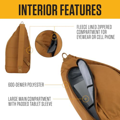 Carhartt Durable Sling Bag, Crossbody Backpack with Side Release Buckle, Tablet Sleeve and Adjustable Strap, Port, 10L - color: Port