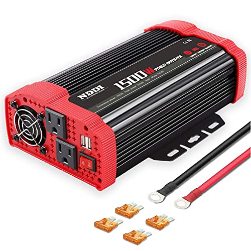 1500W Car Power Inverter Adapter | 12V DC to 110V AC Car Converter Charger Adapter with Dual 3.1A USB Port and AC Outlets Quick Charging - size: 1500W