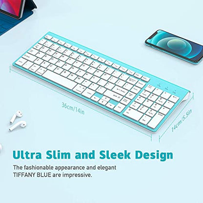 JOYACCESS Wireless Bluetooth Keyboard for Mac,Ergonomic Multi-Device Keyboard with Number Pad, Compatible with MacBook Pro/Air, iMac,iPhone,iPad, iOS, Android, Windows, Turquoise - color: Turquoise