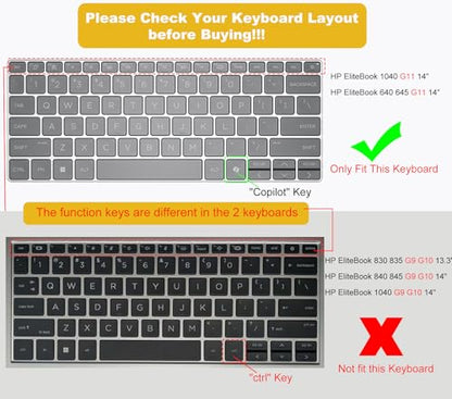 Keyboard Cover Skin for 2026 2025 HP EliteBook 6/8 G1q G1i G1a G1aN G1ah 14", HP EliteBook 1040 640 645 G11 14 Laptop Protector Accessories(NOT FIT EliteBook Ultra 14 & EliteBook 640 645 G8/G9/G10) - color: Black