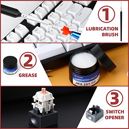 RUNJRX Keyboard Switch Lube Kit JRX 205G0 0.53oz/15g, Switch Opener for Cherry MX TTC Holy Pandas Switch,Lube Tools for Mechanical Keyboard Switch - style: Lube Kit-J