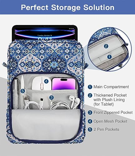 MoKo 9-11 Inch Tablet Sleeve Bag Handle Carrying Case with Shoulder Strap | Fits iPad Pro/Air/A16 11-inch, iPad 10th 10.9, iPad 9/8/7th 10.2, iPadAir 5/4th 10.9 and Tab S8/S9 11-inch, Blue Bohemia - color: Blue Bohemia, size: 9-11 inch