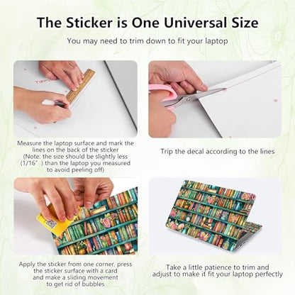 Laptop Skin Sticker Decal, Universal Reusable Vinyl Laptop Cover for 12" 13" 13.3" 14" 15" 15.4" 15.6" Notebook PC, Waterproof Scratch-Resistant with 2 Wrist Pads, Easy to Apply & Remove,Bookshelf - color: Bookshelf