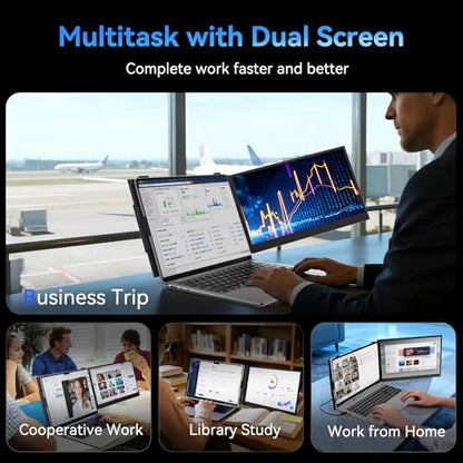 Laptop Screen Extender, 15.3" 16:10 IPS 100% sRGB Portable Travel Monitor for Laptop, FHD 1200P External Display Screen, Dual Screen Attachment Plug & Play for Mac Windows - size: 15.3"