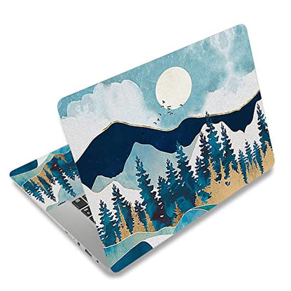 Laptop Skin Sticker,13.3 14 15 15.4 15.6 inch Laptop Skins,Universal Vinyl Decal,Dustproof Scratch Resistant Reusable Cover Protector with Free 2 Wrist Pads (Mountain Moon) - color: Mountain Moon
