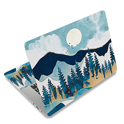 Laptop Skin Sticker,13.3 14 15 15.4 15.6 inch Laptop Skins,Universal Vinyl Decal,Dustproof Scratch Resistant Reusable Cover Protector with Free 2 Wrist Pads (Mountain Moon) - color: Mountain Moon
